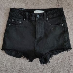 Black High Rise Cut-Off Denim Shorts